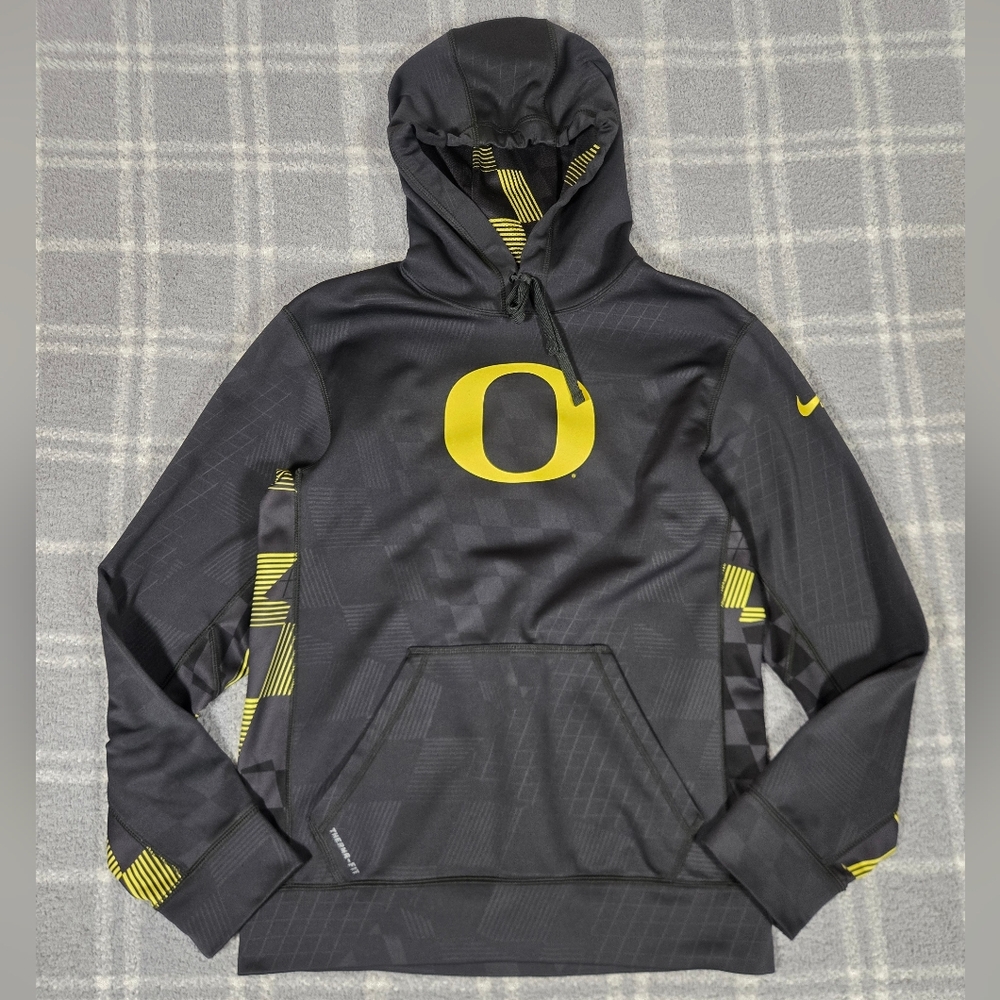 Rare Nike Lacrosse 2013 Oregon Ducks Black and Yellow Full Zip Hoodie Mens Small